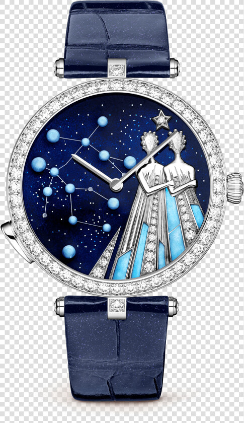 Lady Arpels Zodiac Lumineux Gemini Watch pearly Alligator    Van Cleef  amp  Arpels Watch  HD Png DownloadTransparent PNG