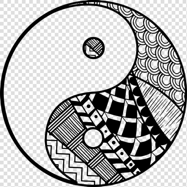 Decorative  Symbol  Yang  Yin   Yin Yang Zentangle Easy  HD Png DownloadTransparent PNG