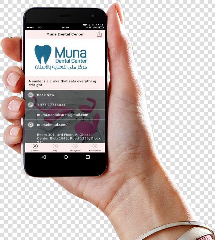 Muna Dental Clinic Services   Handphone Hand  HD Png DownloadTransparent PNG