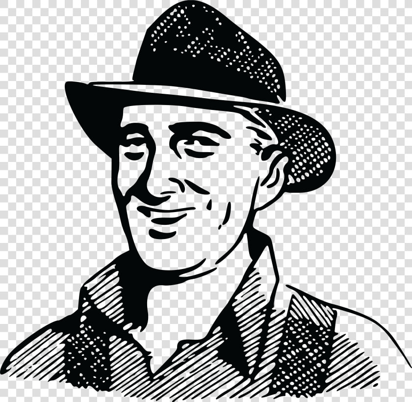 Old Man Clipart Farmer   Happy Farmer Black And White  HD Png DownloadTransparent PNG