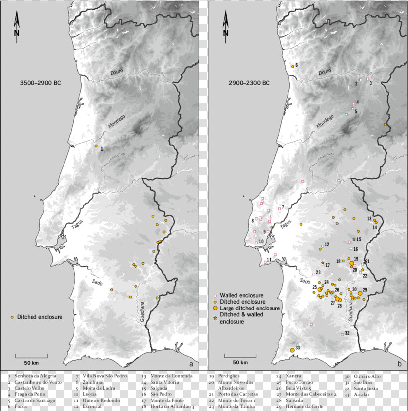 A B Map With Location Of The Sites Mentioned In The   Mapa Hipsométrico De Portugal  HD Png DownloadTransparent PNG