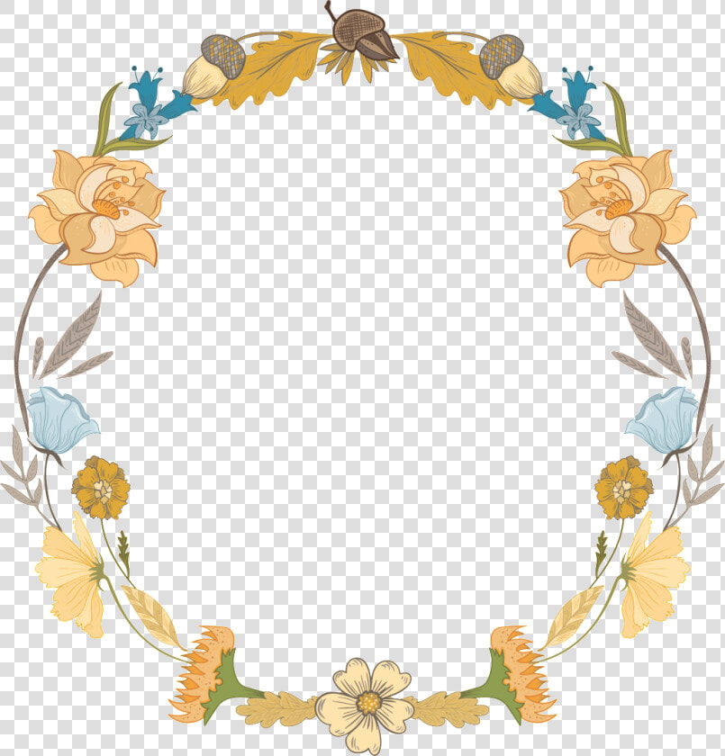 Fresh Light Golden Hand Drawn Wreath Decorative Elements  HD Png DownloadTransparent PNG