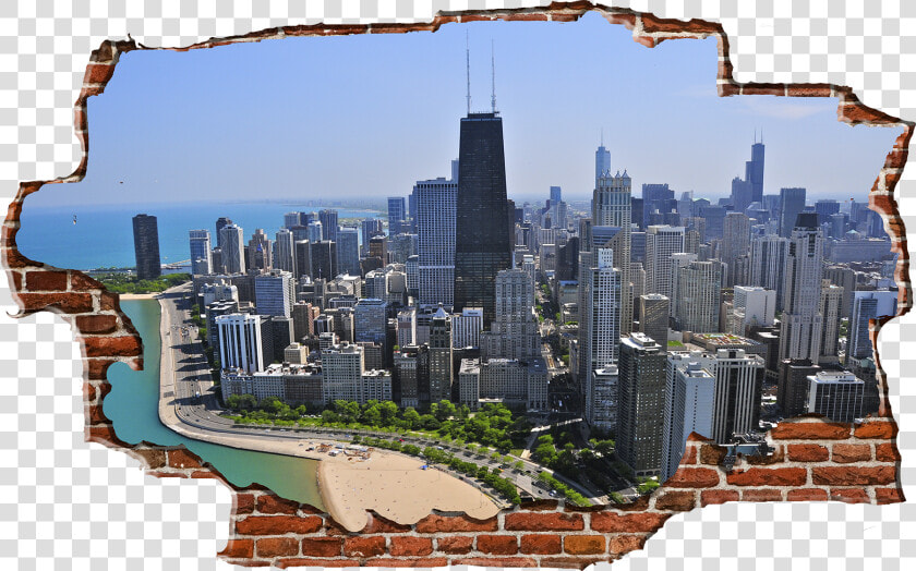 Zapwalls Decals Breaking Wall Chicago Skyline Color  HD Png DownloadTransparent PNG