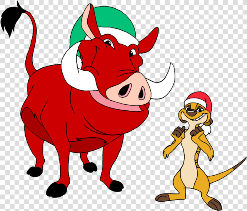 Timon And Pumbaa Celebrating Christmas   Timon Lion King Christmas  HD Png DownloadTransparent PNG