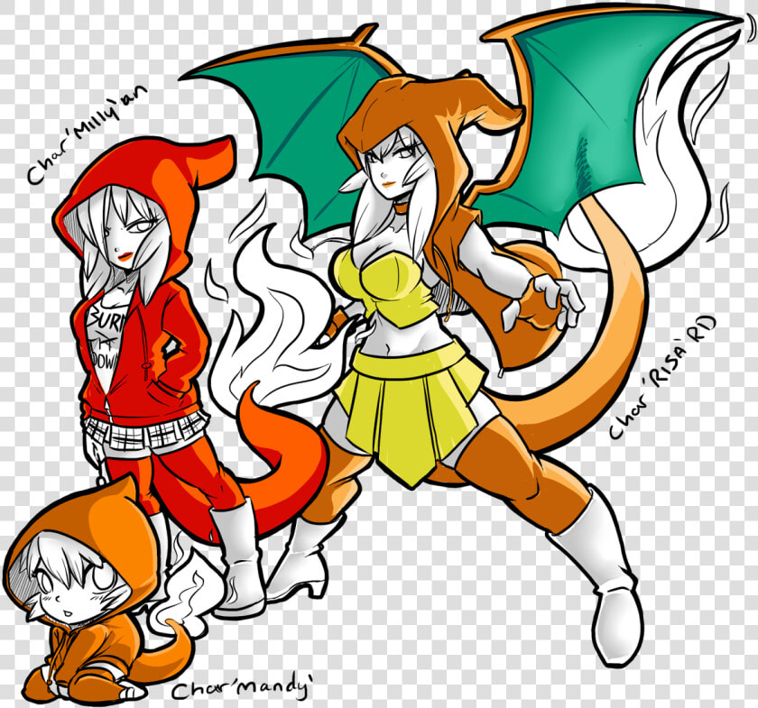 Pokemon Charmander Charmeleon Charizard Gijinka Digitalart   Pokemon Cgar  HD Png DownloadTransparent PNG