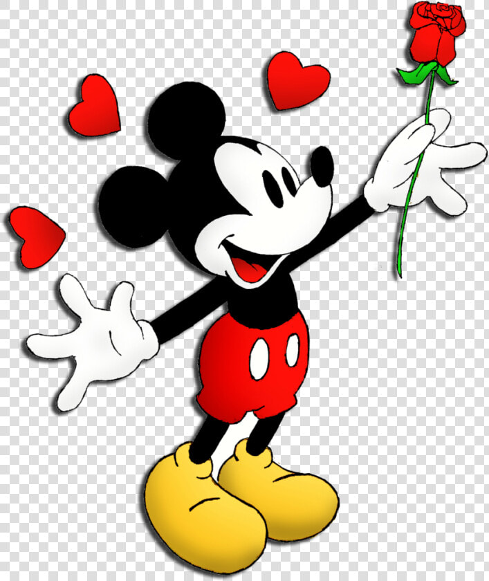 Transparent Mickey Mouse Ears Clipart   Mickey Mouse With Rose  HD Png DownloadTransparent PNG