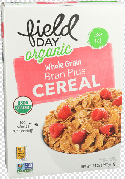 Field Day Organic Whole Grain Bran Plus Cereal Box 14  HD Png DownloadTransparent PNG