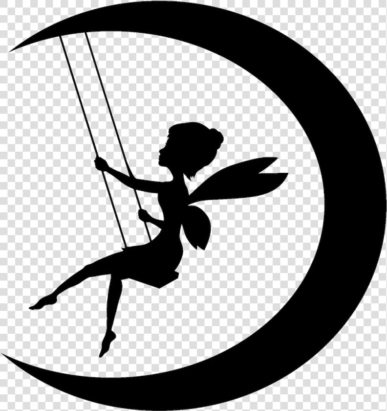 Tinker Bell Fairy Moon Silhouette Clip Art   Free Printable Cutout Fairy Silhouette  HD Png DownloadTransparent PNG