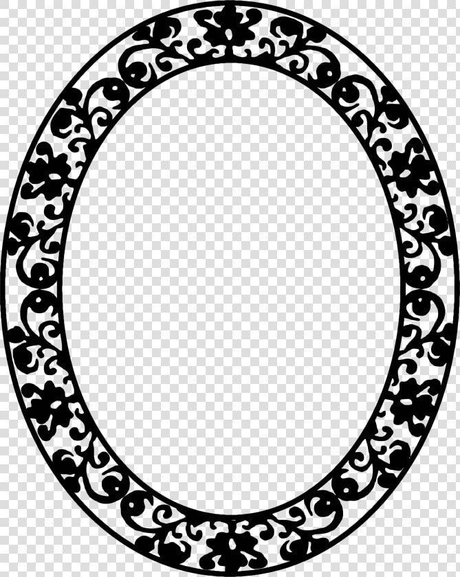 Oval Floral Frame Clip Arts   Frame Clipart Black And White  HD Png DownloadTransparent PNG