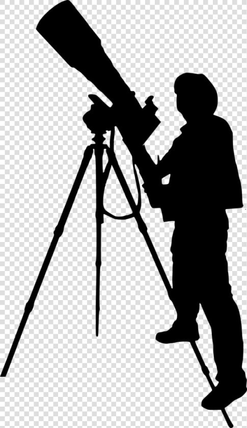 Large Camera Tripod   Astronomer With Telescope Black Silhouettes  HD Png DownloadTransparent PNG