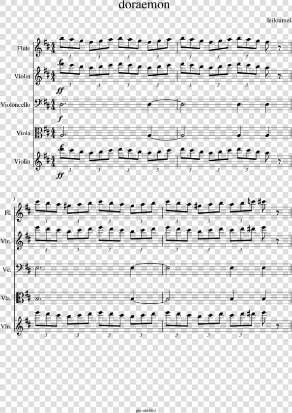 Doraemon Sheet Music For Flute  Violin  Cello  Viola  HD Png DownloadTransparent PNG