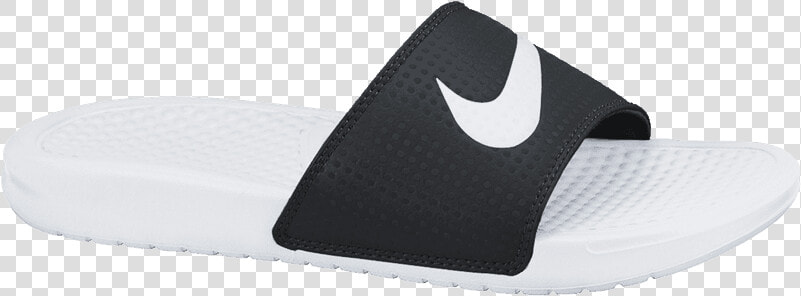 312432 019 Nike Benassi Swoosh Black white White   Slipper  HD Png DownloadTransparent PNG