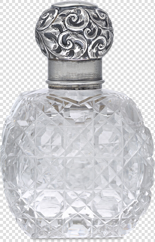 English Silver And Cut Glass Perfume Bottle   Perfume  HD Png DownloadTransparent PNG