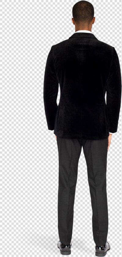 Black Velvet Peak Lapel Tuxedo   Back Of Double Breasted Suit  HD Png DownloadTransparent PNG