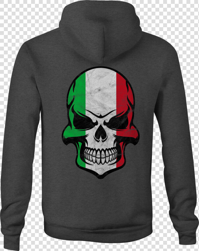 Zip Up Hoodie Italy Flag Painted Skull Hooded Sweatshirt   Hoodie  HD Png DownloadTransparent PNG