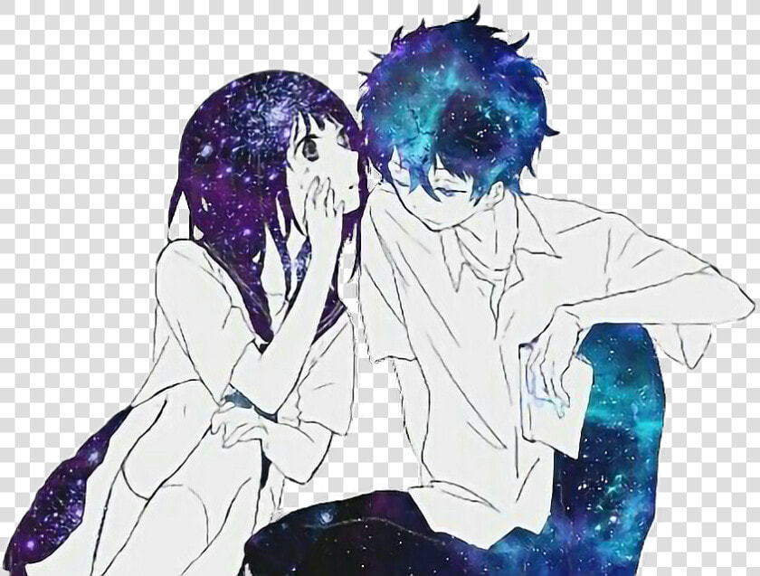  anime  couple  female  male  galaxy  school  kawaii freetoedit   Anime Boy Galaxy  HD Png DownloadTransparent PNG