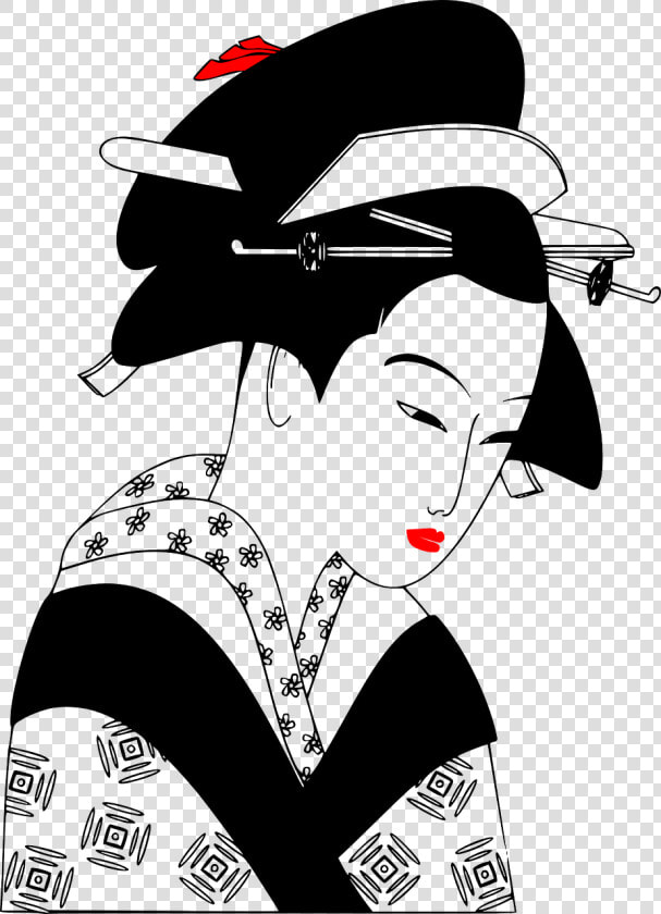 Woman art geisha   Japanese Clipart Black And White  HD Png DownloadTransparent PNG