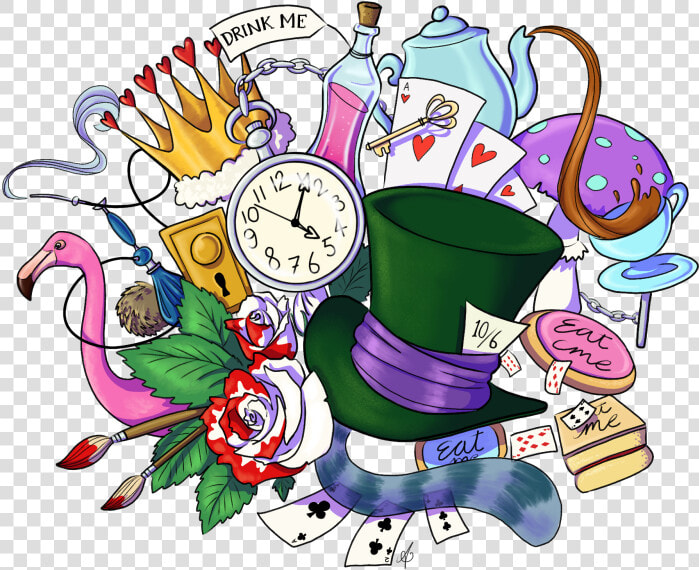 Transparent Alice In Wonderland Clock Png   Eat Me Drink Me Alice In Wonderland Cartoon  Png DownloadTransparent PNG