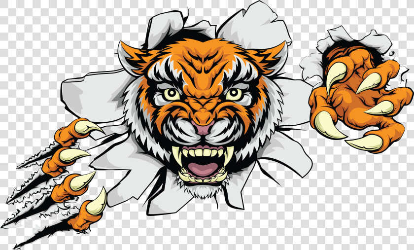 Head Ferocious Color Car Tiger Euclidean Vector Clipart   Tiger Bursting Through Wall  HD Png DownloadTransparent PNG