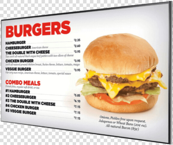 Digital Menu Board   Burger Digital Menu Board  HD Png DownloadTransparent PNG