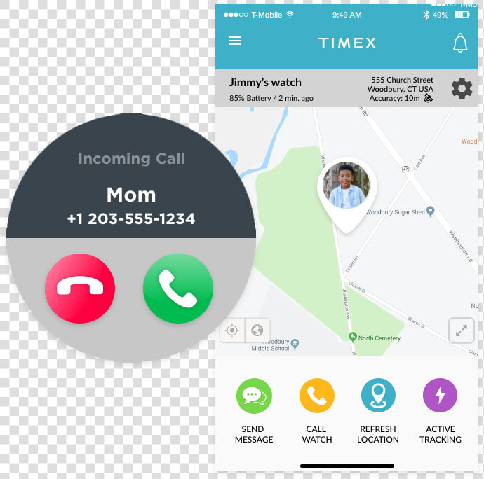 Two way Phone Calls With Timex Familyconnect™ Kids   Family Connect T Mobile  HD Png DownloadTransparent PNG