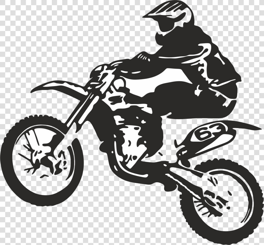 Clip Art Bicycle Motorcycle Dirt Bike Motocross   Dirt Bike Clipart Black And White  HD Png DownloadTransparent PNG