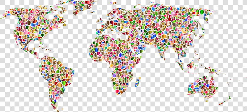 Polychromatic Tiled World Map No Background Icons Png   Transparent Background World Map  Png DownloadTransparent PNG