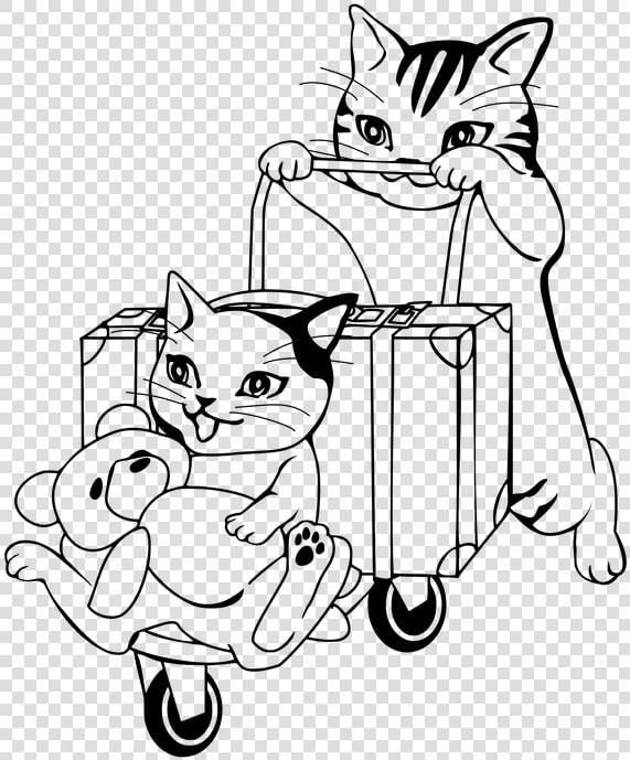 Cat In Suitcase Png Free   Travel Coloring Page  Transparent PngTransparent PNG