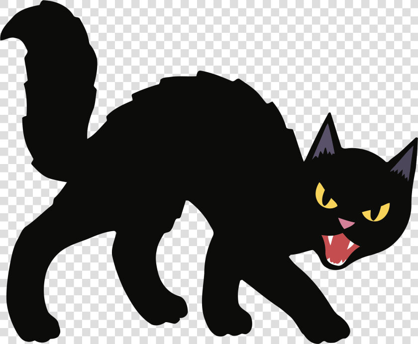 Black Cat Kitten Halloween Clip Art   Scary Cat For Halloween  HD Png DownloadTransparent PNG