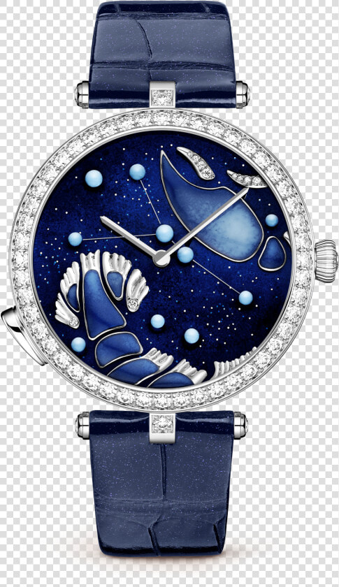 Lady Arpels Zodiac Lumineux Cancer Watch pearly Alligator    Van Cleef Leo Watch  HD Png DownloadTransparent PNG