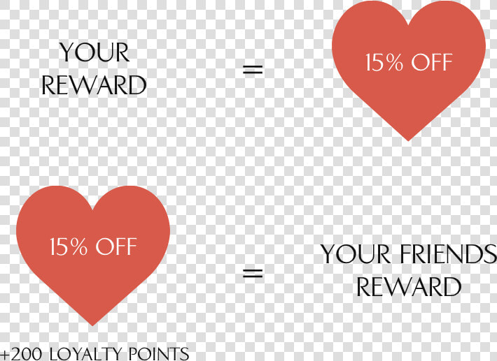 Every Friend Invited Earns 15  Off Your Next Purchase   Heart  HD Png DownloadTransparent PNG