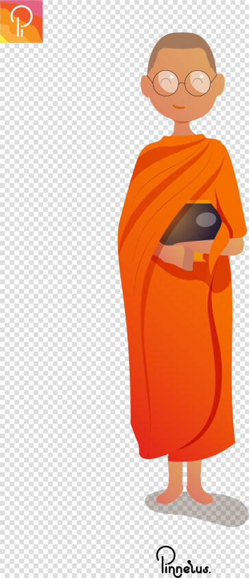 Khmer Monk Vector Illustration   Cartoon  HD Png DownloadTransparent PNG