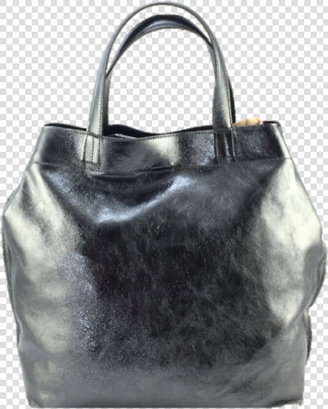 Double Button L020 Grey Metallic Tote Leather Shopping   Tote Bag  HD Png DownloadTransparent PNG