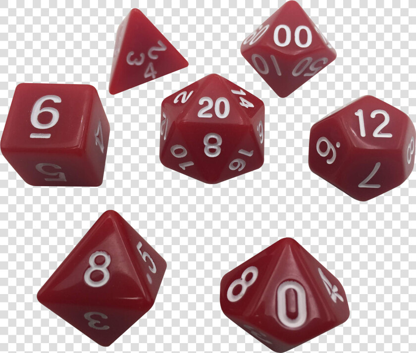 Red With White Numbers Set Of 7 Polyhedral Rpg Dice   Dungeons And Dragons Dice Png  Transparent PngTransparent PNG