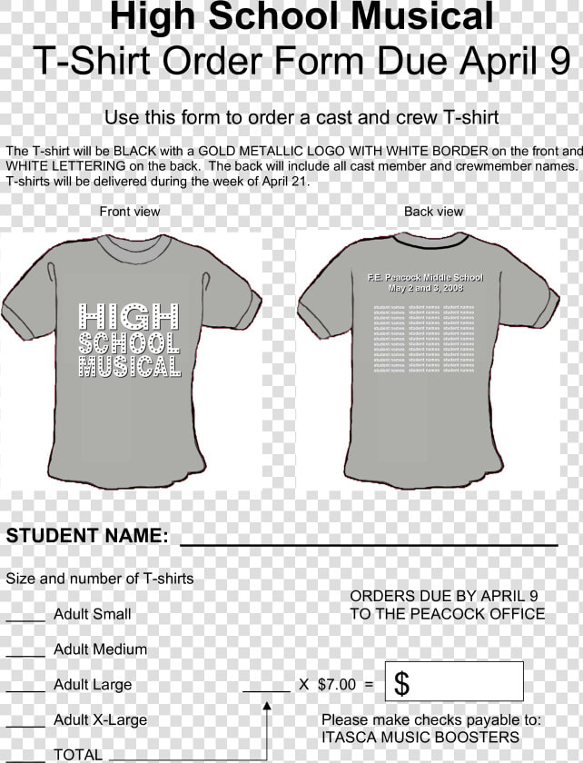 High School T Shirt Order Form Main Image   T Shirt Order Form Template Google Docs  HD Png DownloadTransparent PNG