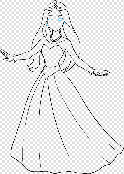 How To Draw Cartoon Princess   Drawing Easy Cartoon Princess  HD Png DownloadTransparent PNG