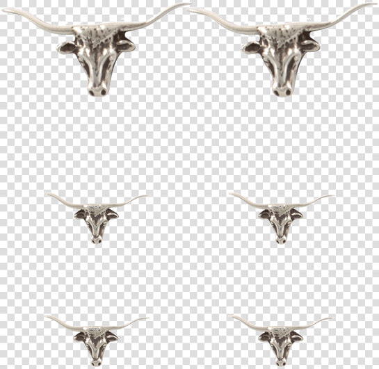 Pinto Ranch Longhorn Silver Cufflinks And Stud Set   Texas Longhorn  HD Png DownloadTransparent PNG