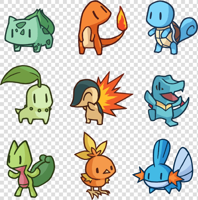 Pokemon Gen 1 2 3 Starters  HD Png DownloadTransparent PNG