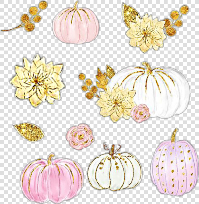  watercolor  pumpkins  pumpkin  flowers  leaves  gold   Pumpkin  HD Png DownloadTransparent PNG