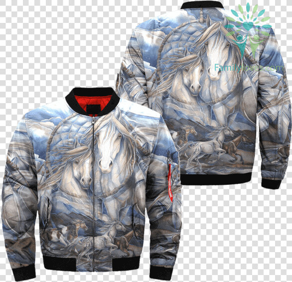 Horse Art American Indian Over Print Bomber Jacket   Pocket  HD Png DownloadTransparent PNG