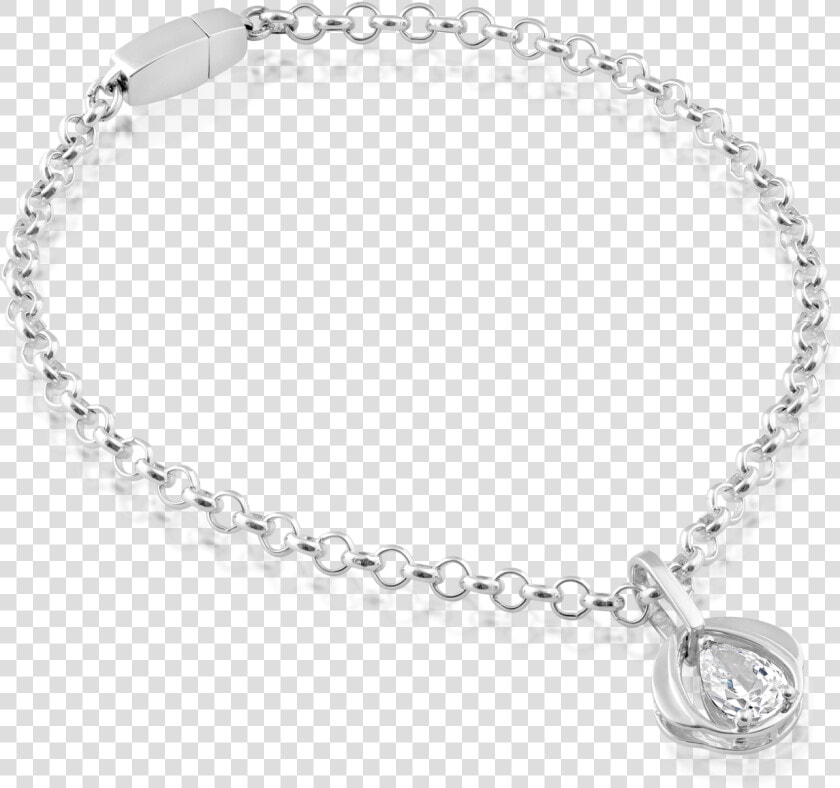 Locking Sterling Silver Chain Bracelet With Sparkling   Bracelet  HD Png DownloadTransparent PNG