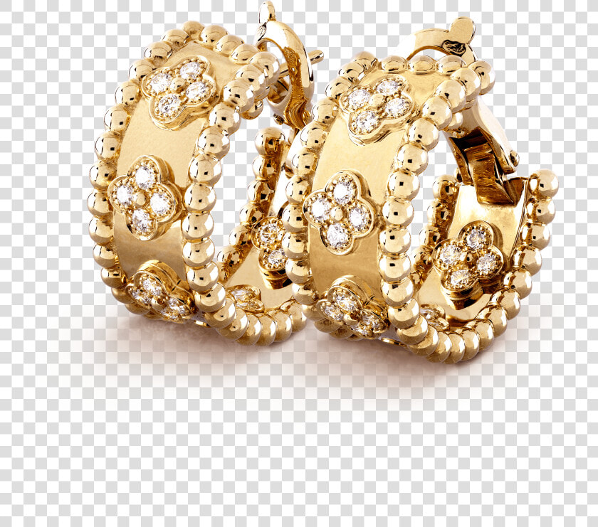 Perlée Clovers Hoop Earrings   Van Cleef And Arpels Perlee Earrings  HD Png DownloadTransparent PNG