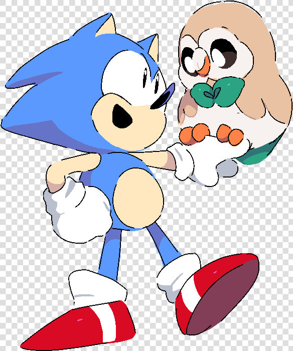 Rowlet And Classic Sonic   Sonic And Rowlet  HD Png DownloadTransparent PNG