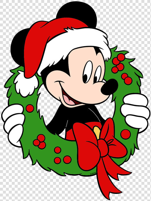 New Mickey Mouse In A Wreath   Mickey Mouse Christmas Clipart  HD Png DownloadTransparent PNG