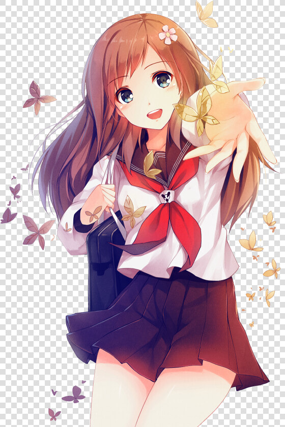 Favorite Border Favorite   Anime Girl With Uniform  HD Png DownloadTransparent PNG