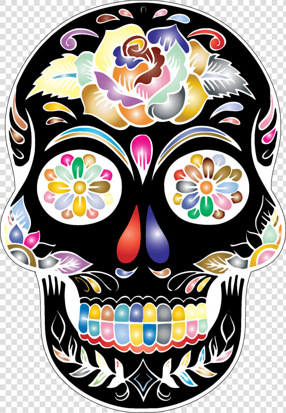 Candy Skull Png   Black And White Sugar Skull  Transparent PngTransparent PNG