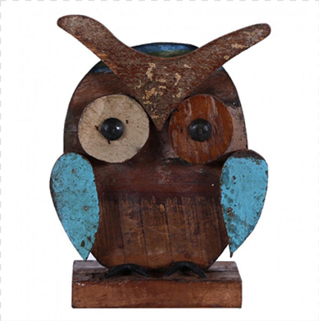 Reclaimed Wood made Owl On Stand   Figurine  HD Png DownloadTransparent PNG