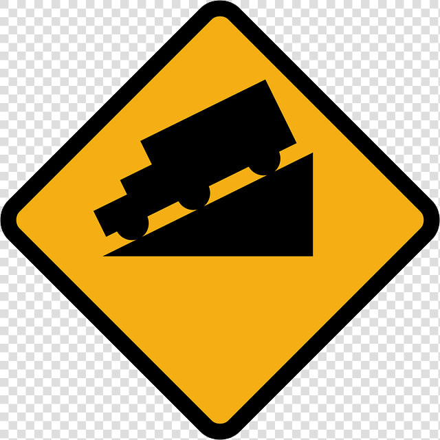 Truck On Slope Sign  HD Png DownloadTransparent PNG