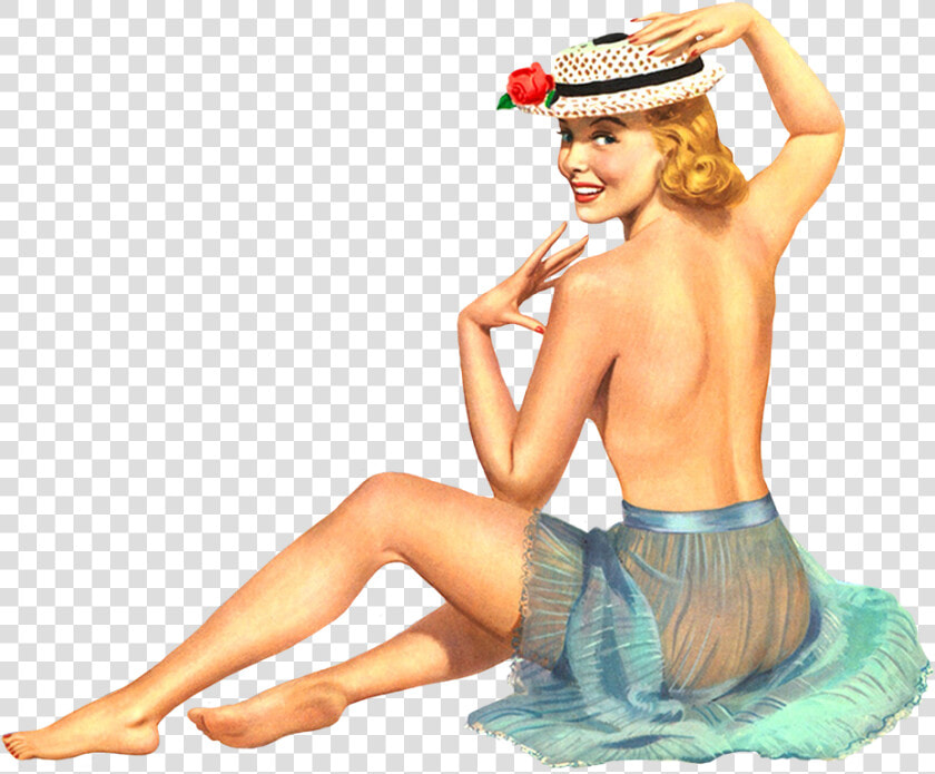 Retro Clip Art Of Women In Neglige   Vintage Pinup Girl Art  HD Png DownloadTransparent PNG