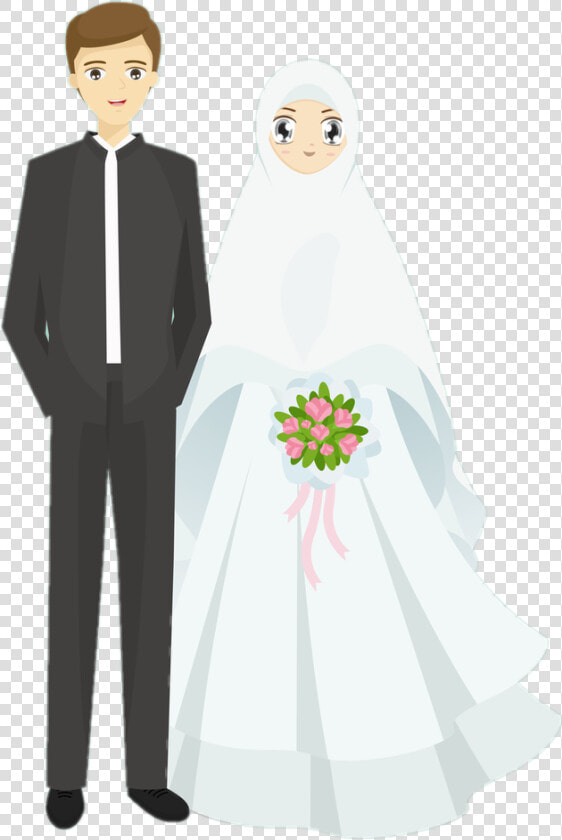  muslimcouple   Cartoon Hijab Wedding Couple  HD Png DownloadTransparent PNG